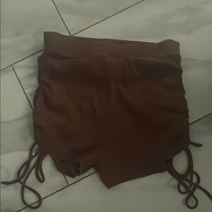 Zara Red Athletic Shorts with Fringed Design